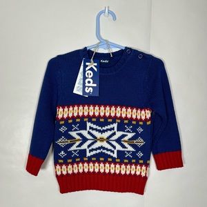 NWT KEDS Children’s Sweater 18 months Toddler Winter Christmas Blue Unisex 18M